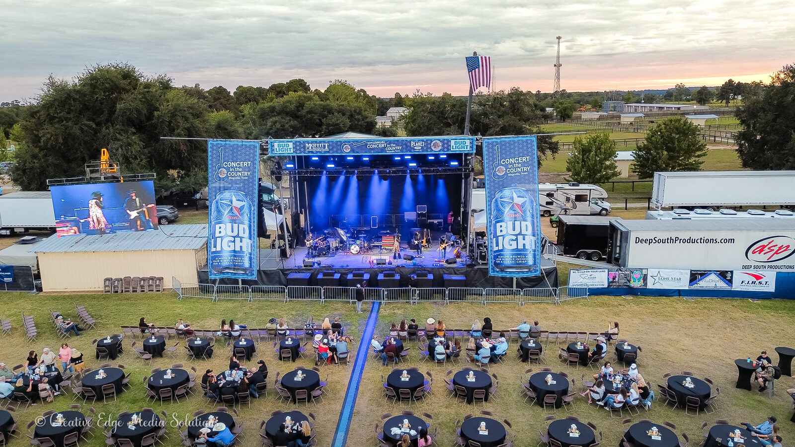 Concert in the Country aerial at dusk