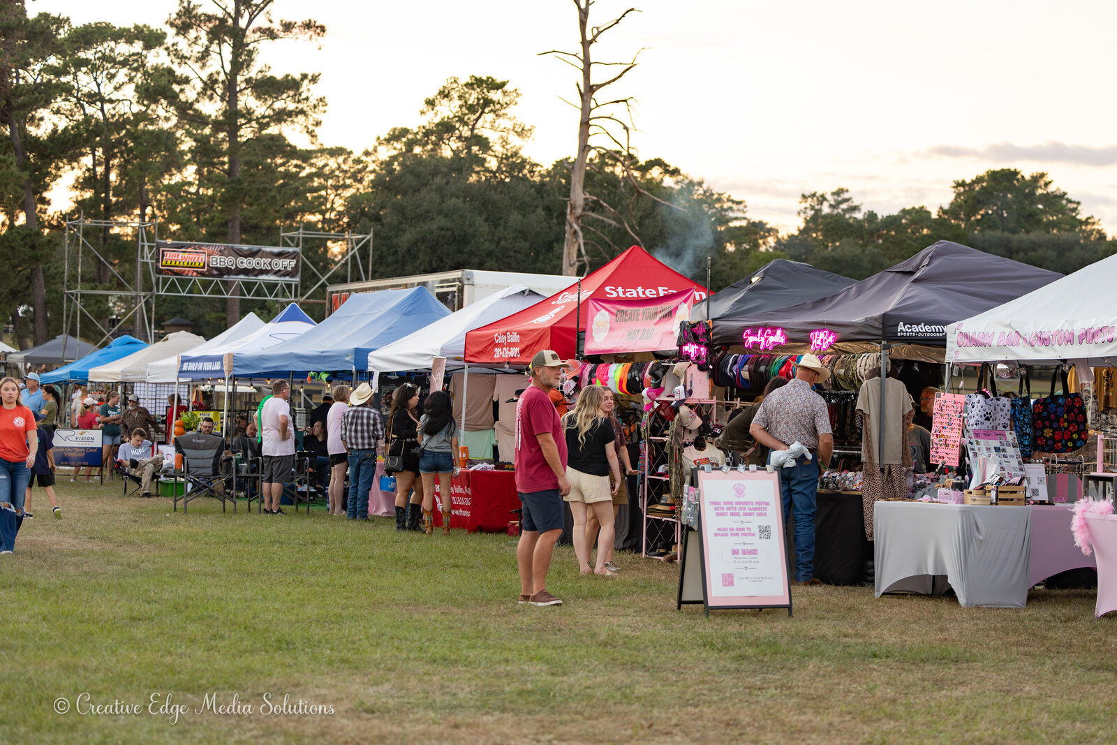 Vendor row at golden hour