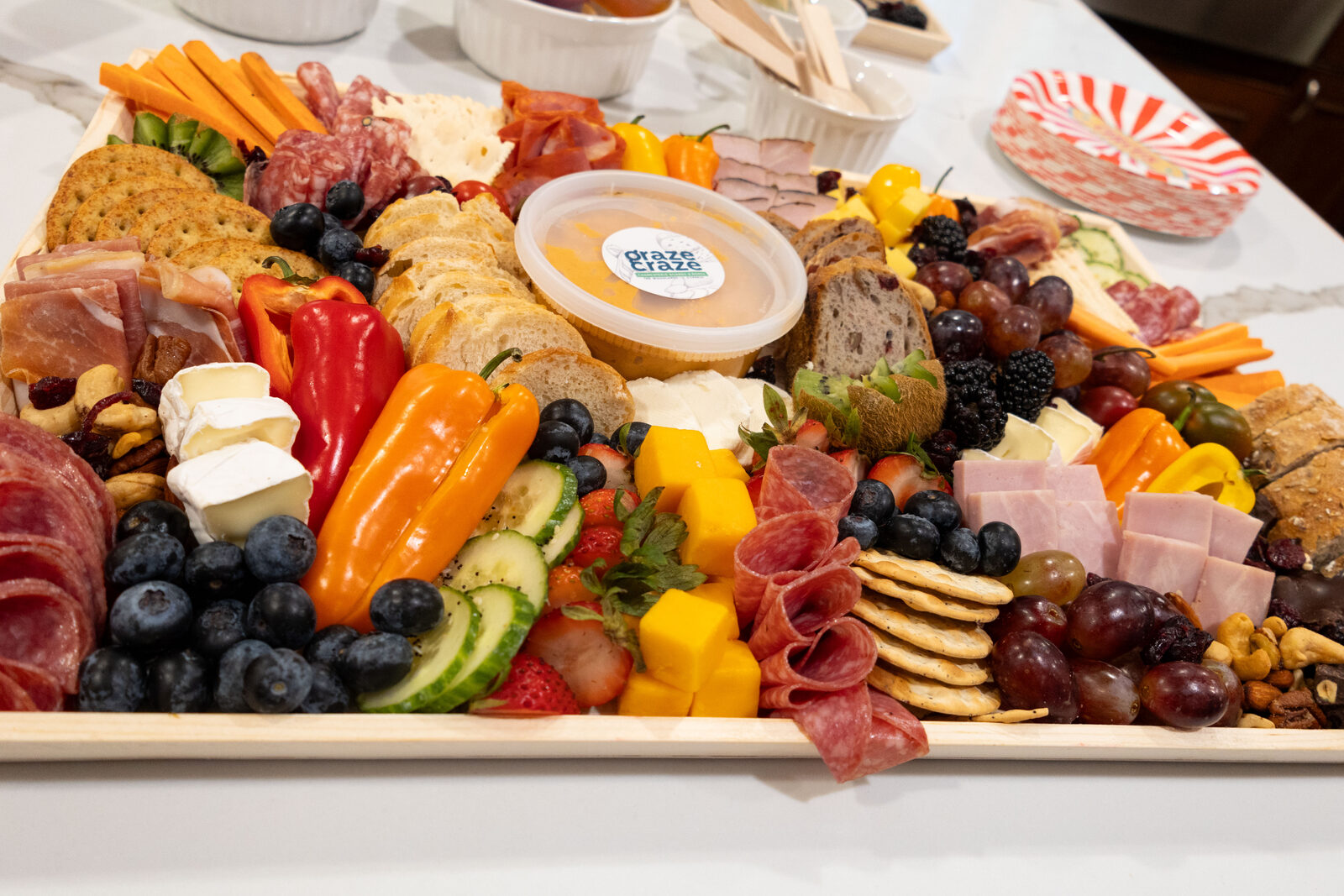 Charcuterie grazing board for event