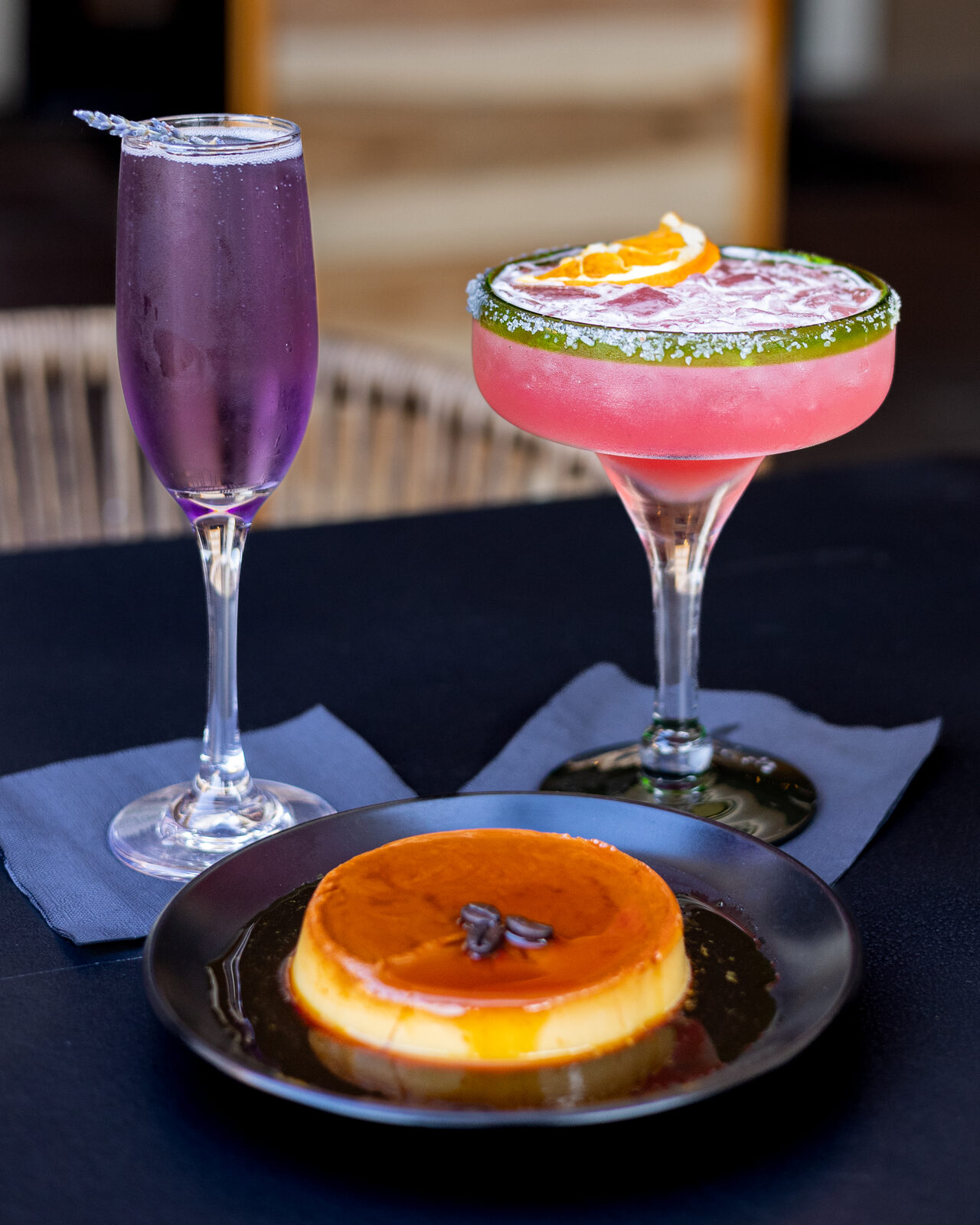 Flan and cocktails